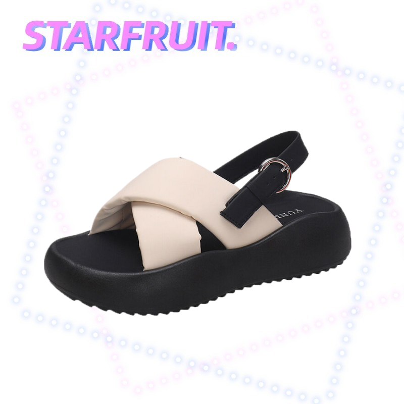 STARFRUIT รองเท้าแตะแพลตฟอร์ม พื้นนิ่ม เหมาะกับเดินชายหาด สไตล์โรมัน สําหรับผู้หญิง