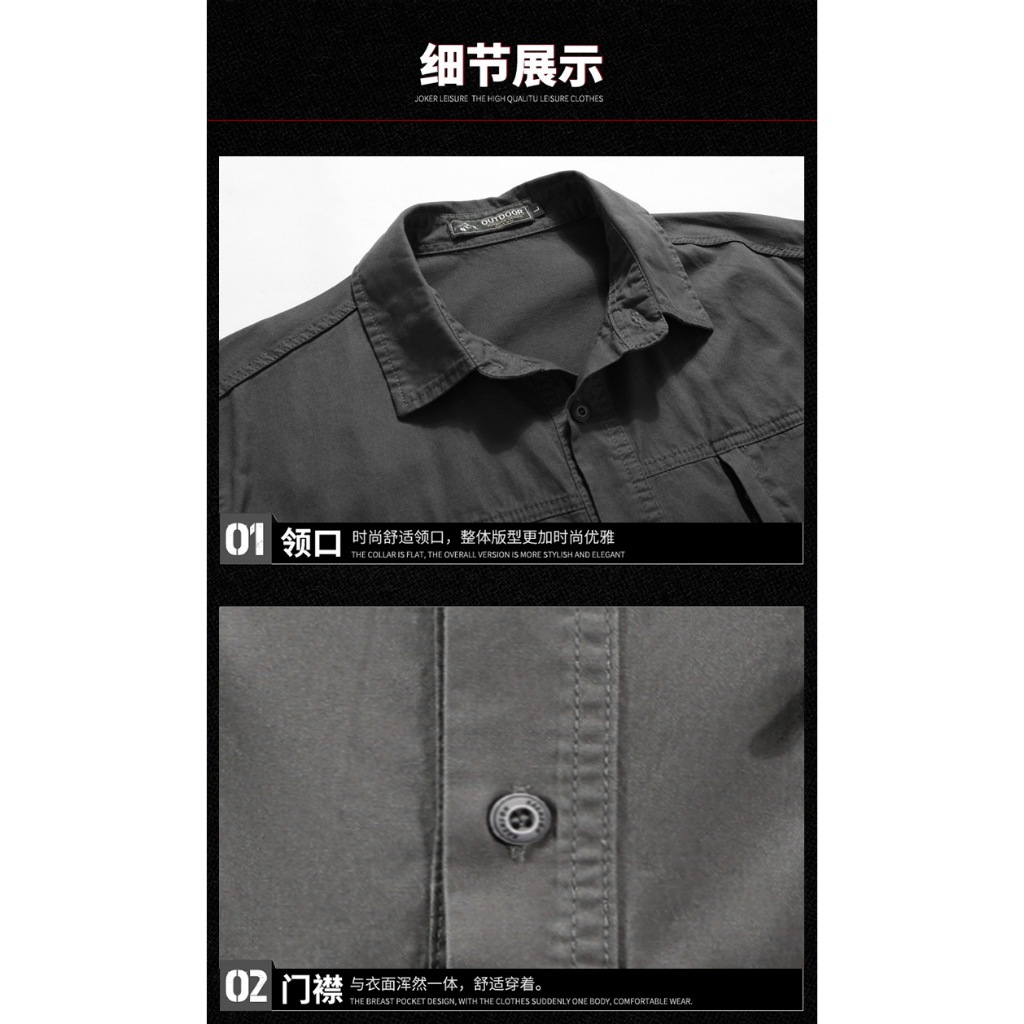 Fuguiniao ใหม่ เสื้อเชิ้ตลําลอง แขนสั้น สีพื้น สําหรับผู้ชาย - รูปที่ 5