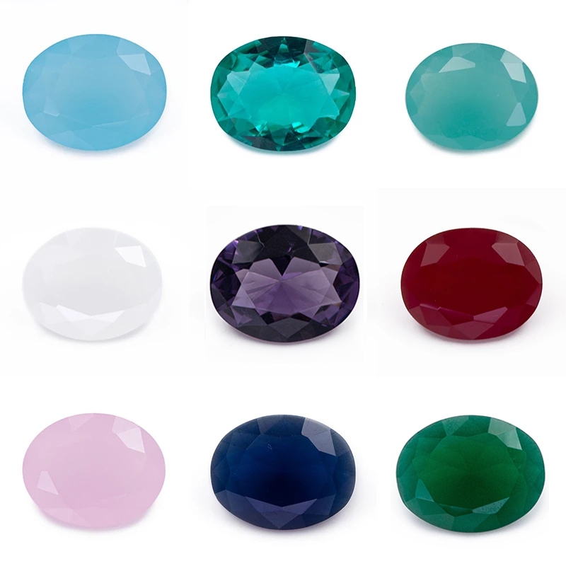 3x5mm~10x12mm Oval Cut BW1,AQ9,AQ17 Sea Blue,AQ27 Blue,AQ28 Green,AQ24 Violet,AQ18 สีขาว,AQ19 สีชมพู,AQ26 หินแก้วสีแดงอัญมณีสังเคราะห์แบบหลวมสําหรับทําเครื่องประดับ