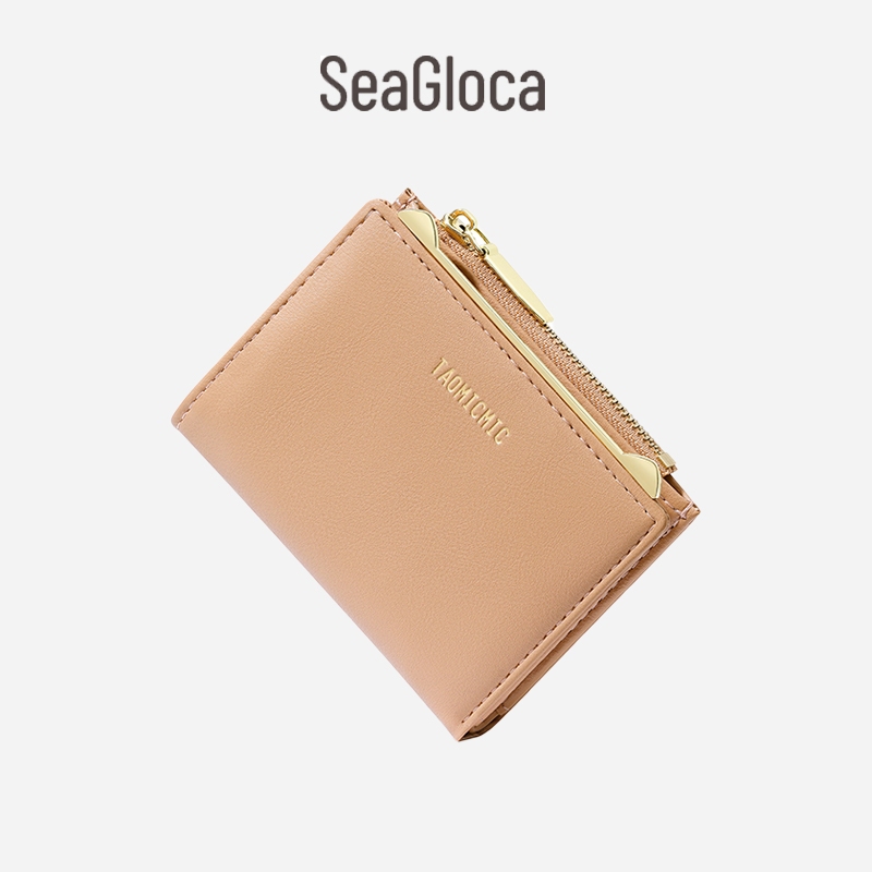 Seagloca กระเป๋าสตางค์ ใบเล็ก มีซิป ใส่บัตรได้ พร้อมหน้าต่าง ID No 1816