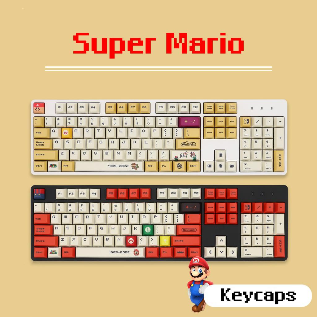 Mario Villain Keycap ภาษาไทย 123 Keys OEM Profile PBT Material DIY for 61/84/87/98/104/108 Mechanica