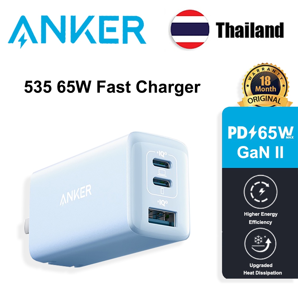 Anker A2332 ที่ชาร์จ USB-C 3 พอร์ต 65W PPS พับได้ สําหรับ