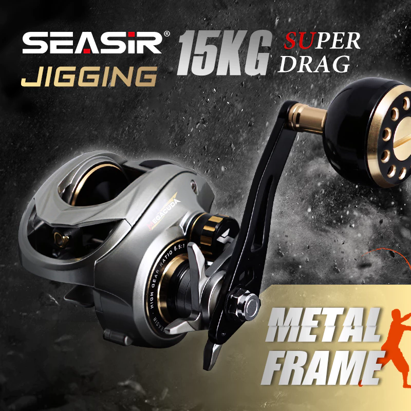Seasir Megacuda รอกตกปลา กรอบอลูมิเนียม คาร์บอน 15 กก. 9+1BB 6.5:1