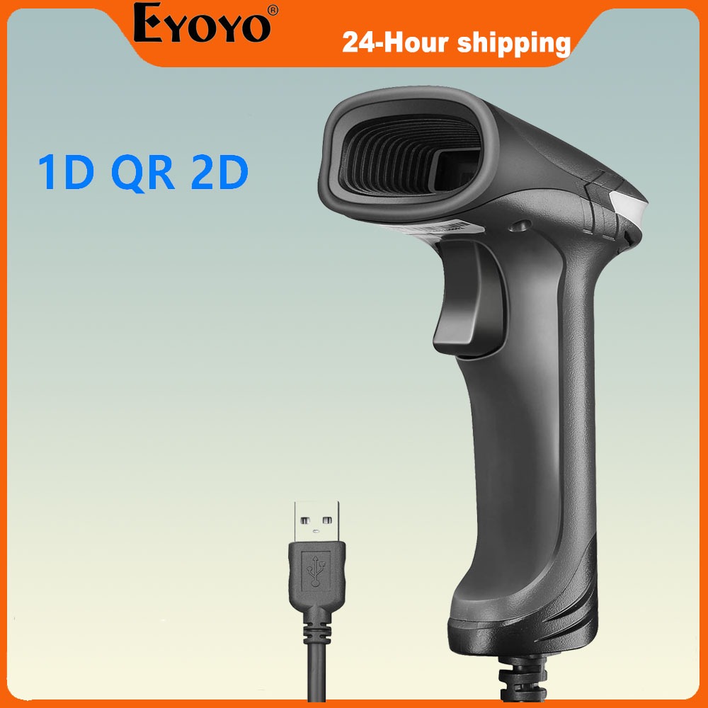 Eyoyo เครื่องสแกนบาร์โค้ด USB QR 2D PDF417 ยาวพิเศษ สําหรับระบบจ่ายเงิน ซูเปอร์มาร์เก็ต