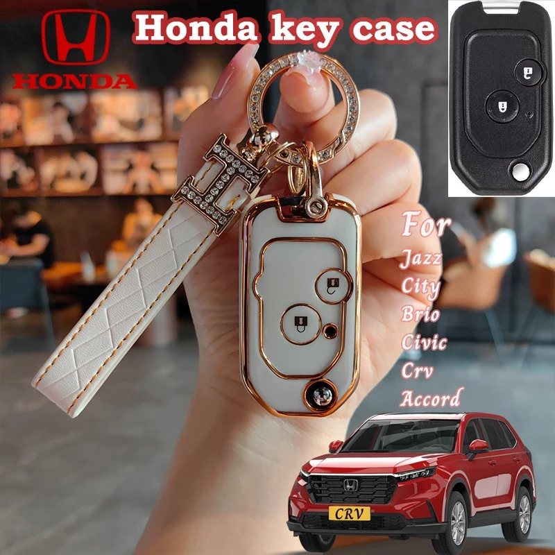 เคสกุญแจรีโมทรถยนต์ TPU 2 ปุ่ม สําหรับ Honda JAZZ CITY BRIO CIVIC CRV ACCORD