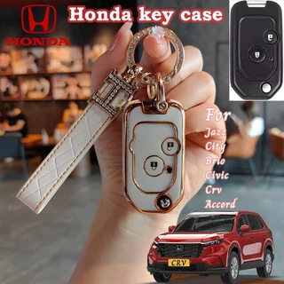 เคสกุญแจรีโมทรถยนต์ TPU 2 ปุ่ม สําหรับ Honda JAZZ CITY BRIO CIVIC CRV ACCORD