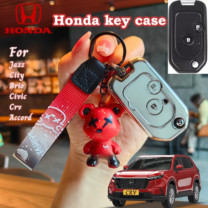 เคสกุญแจรีโมทรถยนต์ TPU 2 ปุ่ม สําหรับ Honda JAZZ CITY BRIO CIVIC CRV ACCORD