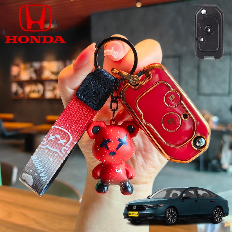 ใหม่ เคสกุญแจรีโมตรถยนต์ TPU 2 ปุ่ม อุปกรณ์เสริม สําหรับ Honda Jazz City Brio Civic CRV Accord