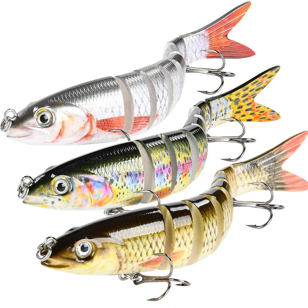 เหยื่อตกปลาประดิษฐ์ 8 ส่วน 13 ซม. 20 กรัม 1 ชิ้น Minnow Fishing Lure Swimbait Bait Sinking Bass