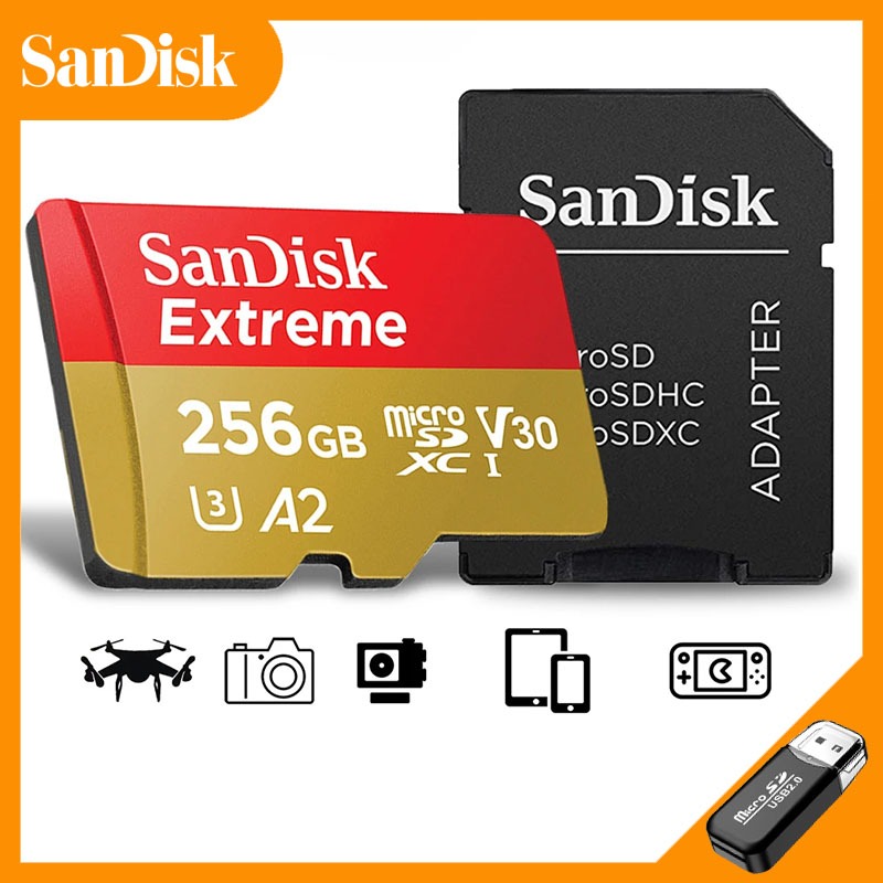 Sandi การ์ดหน่วยความจํา TF 1TB 512GB 256GB U3 V30 4K HD Micro TF 128GB 64GB 32GB 16GB สําหรับโทรศัพท์มือถือ คอมพิวเตอร์
