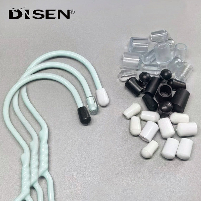 สีดํา/สีขาวยางรอบสิ้นสุดหมวกแขวนเสื้อผ้ายางนุ่ม Sheath PVC สายกันน้ําเหล็กเสาท่อ End หมวกด้ายหมวกป้องกัน Dia 2.5 มม.-12 มม.
