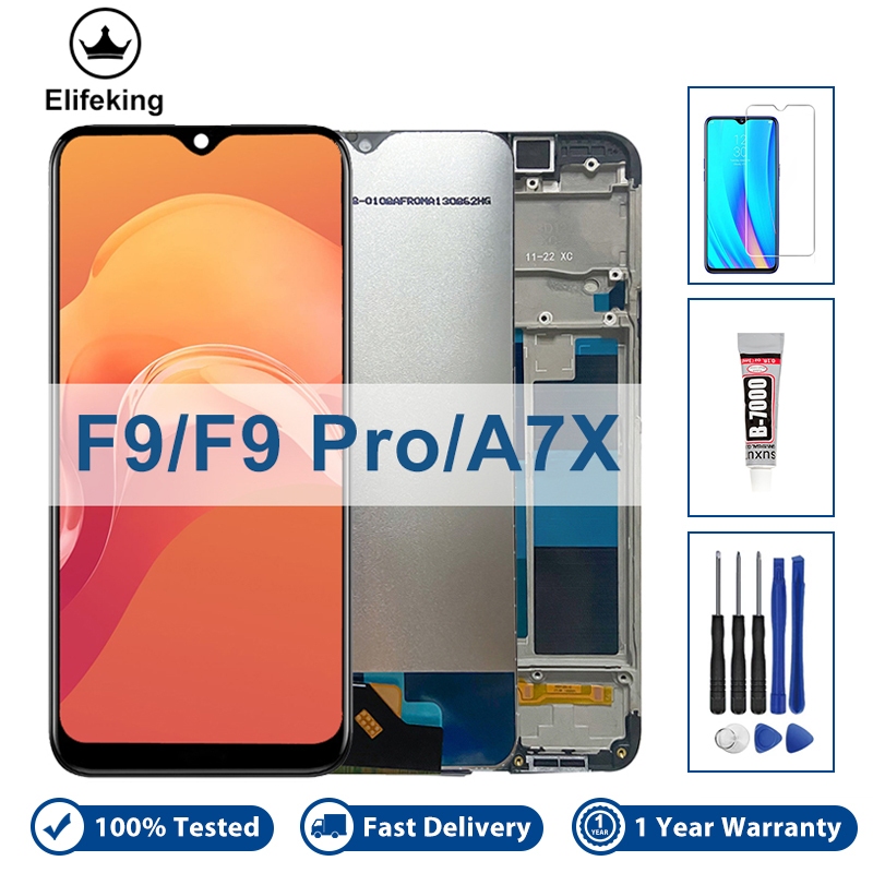 6.3 "จอแสดงผลสําหรับOPPO F9 F9 Pro CPH1823 CPH1825 A7X PBBM00 LCD Touch Screen Digitizer Assemblyกรอ