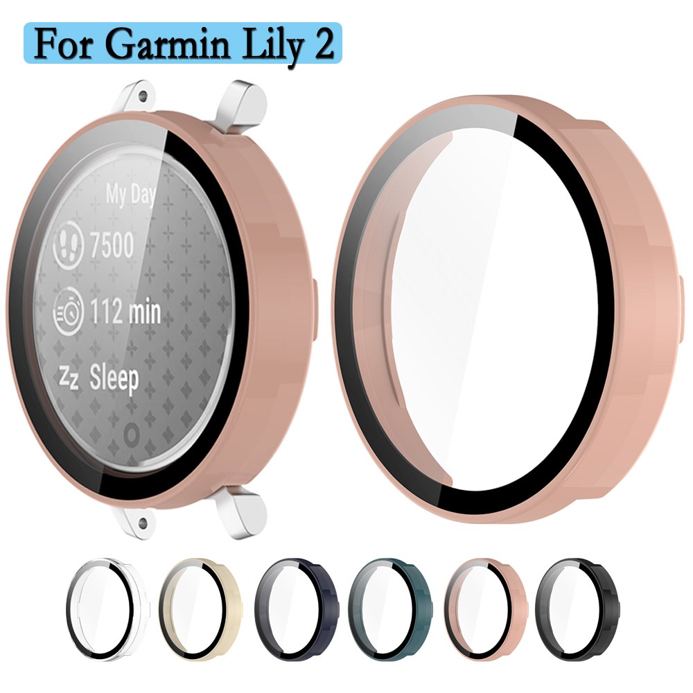 สําหรับ Garmin Lily 2 Watch Shell 2-in-1 เคสนาฬิกา + กระจกนิรภัย แบบแข็ง พร้อมฟิล์มกันรอยหน้าจอ วัสดุ PC