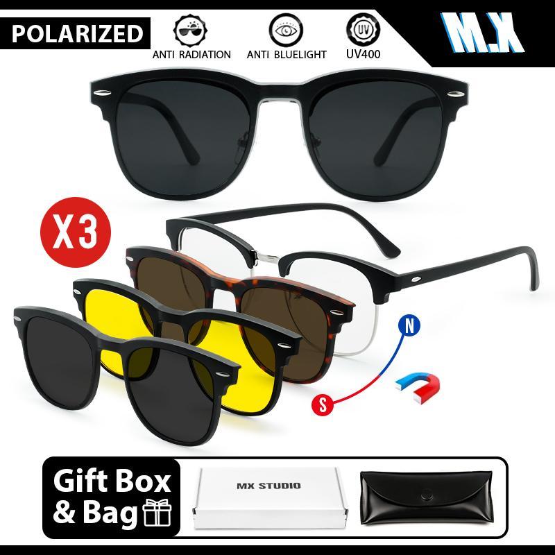 【 แว่นกันแดดแม่เหล็ก 】แว่นตากันแดด ป้องกันรังสียูวี ป้องกันรังสียูวี สําหรับผู้ช แว่นตาคลิป ROMMA