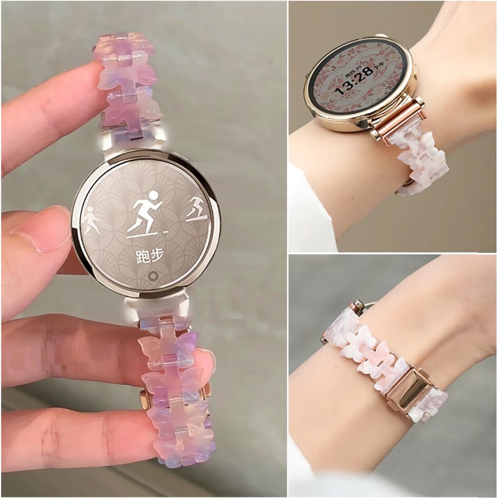 Butterfly Resin Watch Strap Compatible For สาย garmin lily 2 Strap สายนาฬิกาข้อมือเรซิ่น ลายผีเสื้อ สายนาฬิกา garmin lily 2 สาย หรูหรา สําหรับ Elegant Strap For Garmin Lily 2 Band สาย Garmin Lily 2 Active Strap Smart Watch 14mm Garmin Lily 2 Active สาย