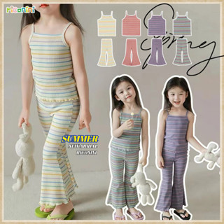 [RICONINI] ชุดเสื้อสายเดี่ยว และกางเกงขาบาน ผ้าเรยอน แบบบาง …