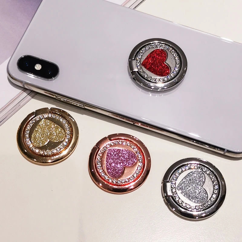 บลิง เพชร แวววาว 360 หมุนนิ้วแหวนที่วางโทรศัพท์อุปกรณ์สนับสนุนโทรศัพท์ยืนบนกรณีโทรศัพท์มือถือ