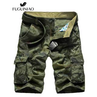 Fuguiniao กางเกงขาสั้นลําลอง สไตล์ยุทธวิธี สําหรับผู้ชาย เหม…