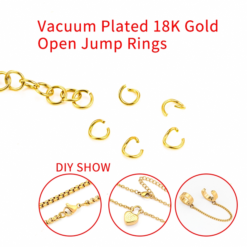 แหวนจั้มพ์ แบบเปิด สเตนเลส ทอง 18K สําหรับทําเครื่องประดับ DIY
