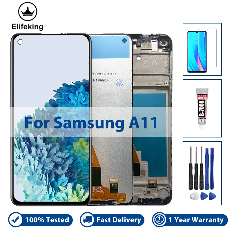 ของแท้ 100% อะไหล่หน้าจอสัมผัส LCD แบบเปลี่ยน พร้อมเครื่องมือฟรี ทดสอบแล้ว 100% สําหรับ Samsung Galaxy A11 A115