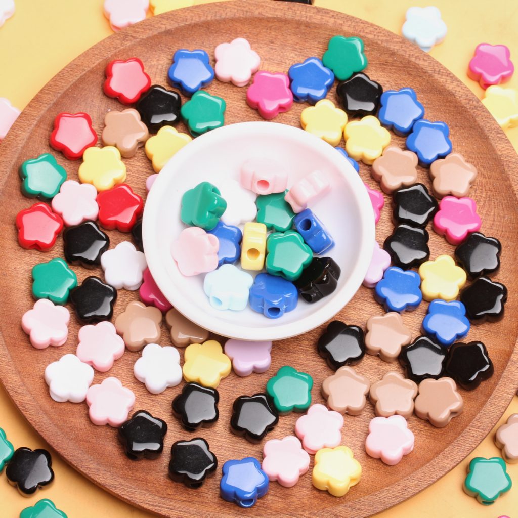 ลูกปัดอะคริลิค ลายดอกไม้ห้าแฉก 14.5 มม. สําหรับทําเครื่องประดับ สร้อยคอ สร้อยข้อมือ ต่างหู DIY 10 ชิ้น