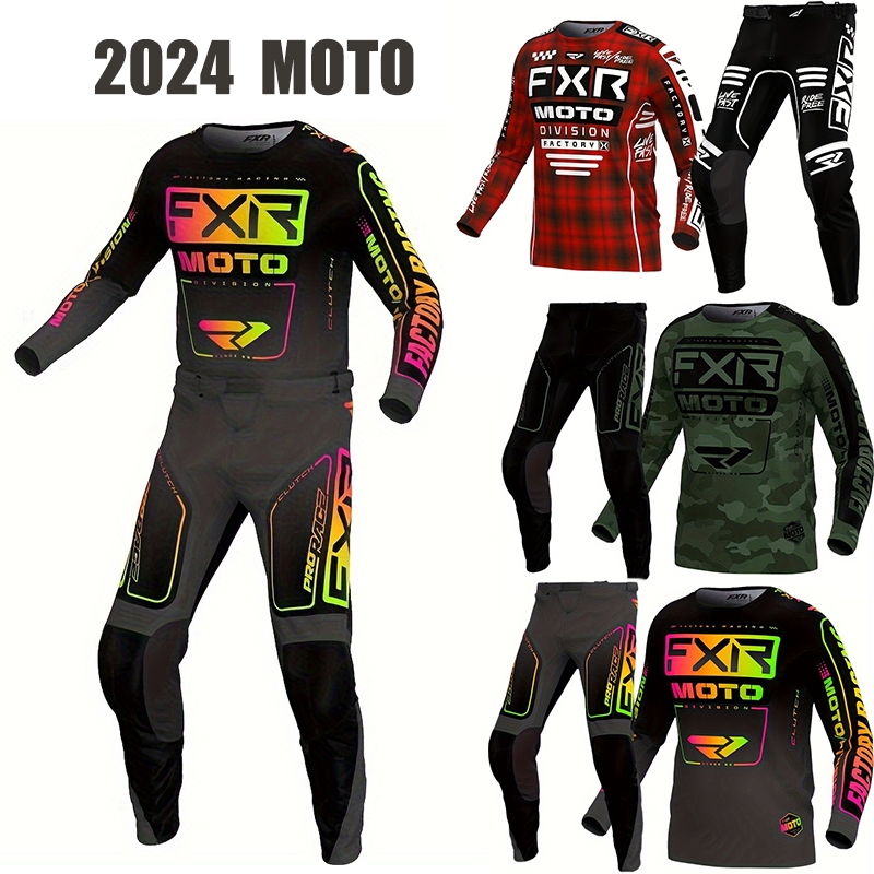 เสื้อกีฬาแขนสั้น ลายทีม FXR 2024 CLUTCH BLACK SHERBERT GEAR MX สําหรับรถจักรยานยนต์ ATV