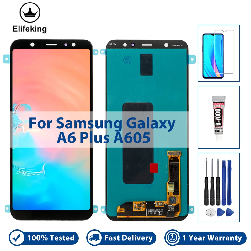 6.0 "จอแสดงผล LCD สําหรับ Samsung Galaxy A6 + A6 Plus 2018 A605 SM-A605FN A605G Touch Screen Digitiz