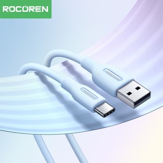 Rocoren สายเคเบิล USB Type C ชาร์จเร็ว 3A ซิลิโคนเหลว สําหรับ iPh15 Samsung Xiaomi Huawei