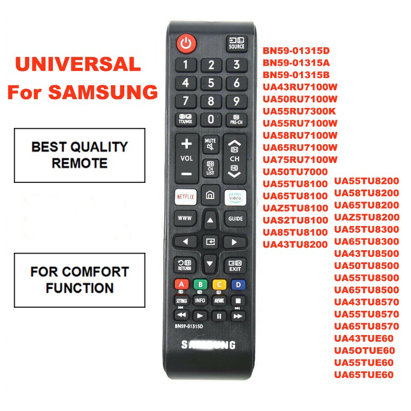 รีโมตคอนโทรล สําหรับ  เหมาะสำหรับ Samsung LCD TV BN59-01315D BN59-01315A BN59-01315B UA43RU7100W, UA50RU7100W, UA55RU7300K UA55RU7100W, UA58RU7100W, UA50TU7000 UA65RU7100W, UA75RU7100W, UA55TU8100
