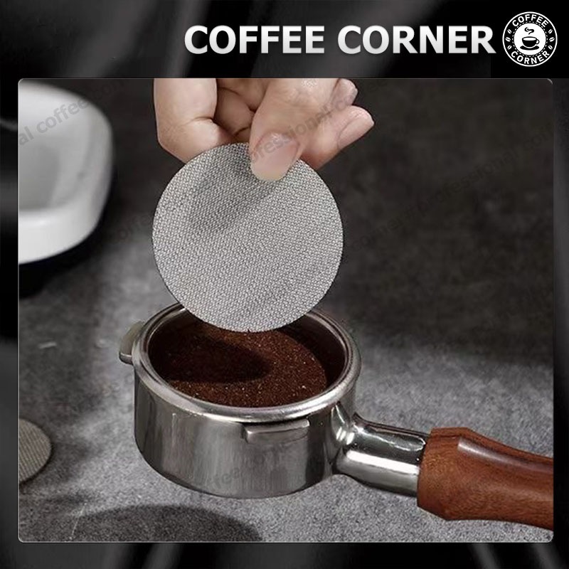【สินค้าพร้อมส่ง】แผ่นตาข่ายกรองกาแฟ สเตนเลส ใช้ซ้ําได้ 51mm 58mm ความหนา 1.7 มม. 150μm แผ่นกรองกาแฟ สําหรับบาริสต้า เอสเปรสโซ่
