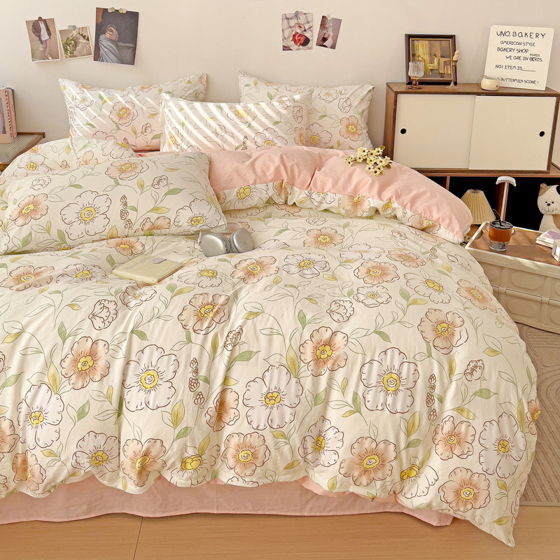 1 ชิ้น ปลอกผ้านวม 3 5 ฟุต ผ้าฝ้าย ลายดอกไม้ น่ารัก เป็นมิตรกับผิว ไม่มีผ้านวม duvet cover