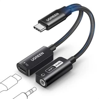 Ugreen 2 in 1 ตัวแปลง USB C เป็นเสียง Hifi 3.5 มม. เป็น USB C PD 60W พร้อมเคสแม่เหล็ก สําหรับ iPhone 15 Pro Max Macbook 13 นิ้ว M3 หูฟัง ลําโพง