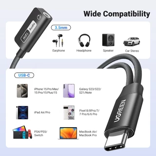 Ugreen 2 in 1 ตัวแปลง USB C เป็นเสียง Hifi 3.5 มม. เป็น USB C PD 60W พร้อมเคสแม่เหล็ก สําหรับ iPhone 15 Pro Max Macbook 13 นิ้ว M3 หูฟัง ลําโพง