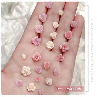 Rou Bao ดอกคามิเลีย ดอกกุหลาบ สไตล์จีน เรโทร หลากสี สําหรับตกแต่งเล็บ DIY 50 ชิ้น