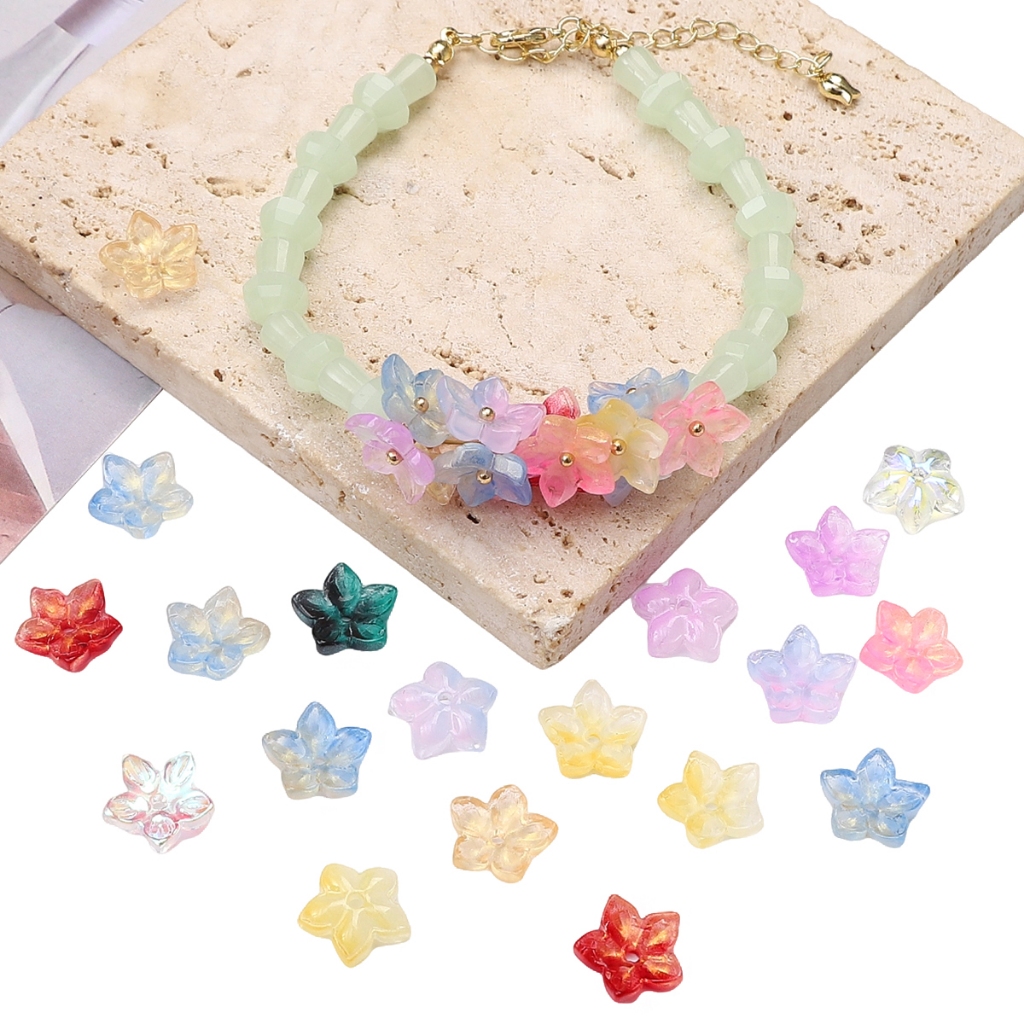 [13X12 มม.] กลีบดอกไม้ แบบแก้ว มุมแหลม เครื่องประดับ สําหรับทําสร้อยข้อมือ สร้อยคอ ต่างหู DIY