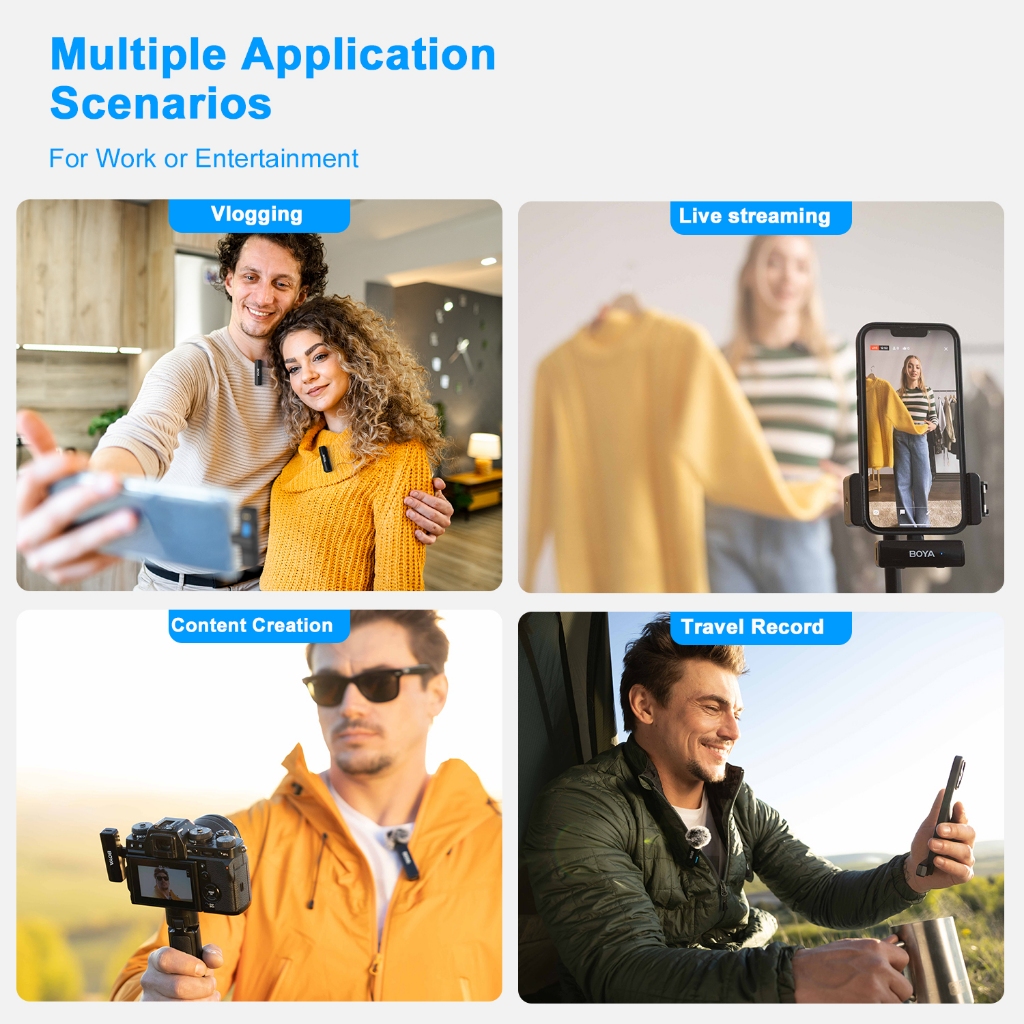 BOYALINK A1/A2 ไมค์ไร้สาย ไมค์ตัดเสียงรบกวน ไมค์ไลฟ์สด ไมค์อัดเสียง สำหรับ สมาร์ทโฟน USB-C 3.5mm - รูปที่ 5