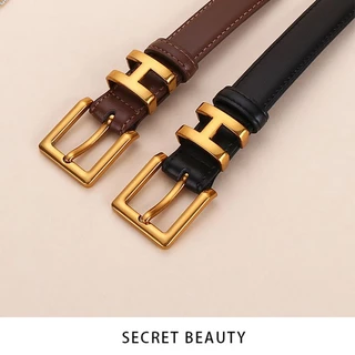 Smilefairycc 【COD & พร้อมส่ง】เข็มขัดหนัง PU หัวเข็มขัดตัว H สําหรับผู้หญิง