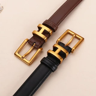 Smilefairycc 【COD & พร้อมส่ง】เข็มขัดหนัง PU หัวเข็มขัดตัว H สําหรับผู้หญิง