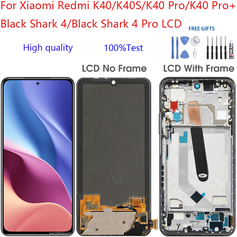 หน้าจอสัมผัสดิจิทัล LCD พร้อมกรอบ สําหรับ Xiaomi Redmi K40 K40S K40 Pro K40 Pro+ Black Shark 4 Black