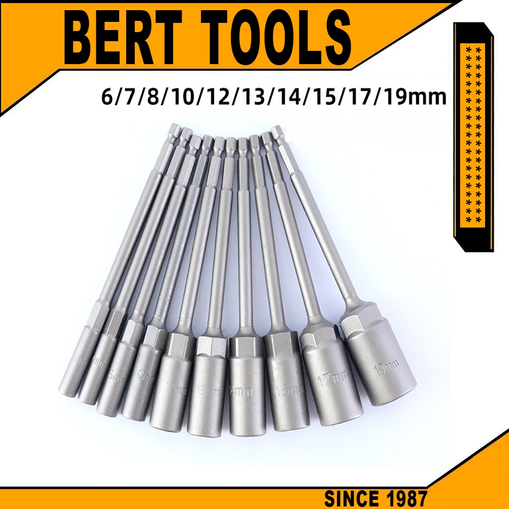 BERT ｜6/7/8/10/12/13/14/15/17/19 มม 1/4 นิ้ว บล็อกยิงหลังคา ลูกบล็อก บล็อกยิงหลังคาเบอร์ 8 บล็อคขันน็อตหลังคา บล็อกน็อต