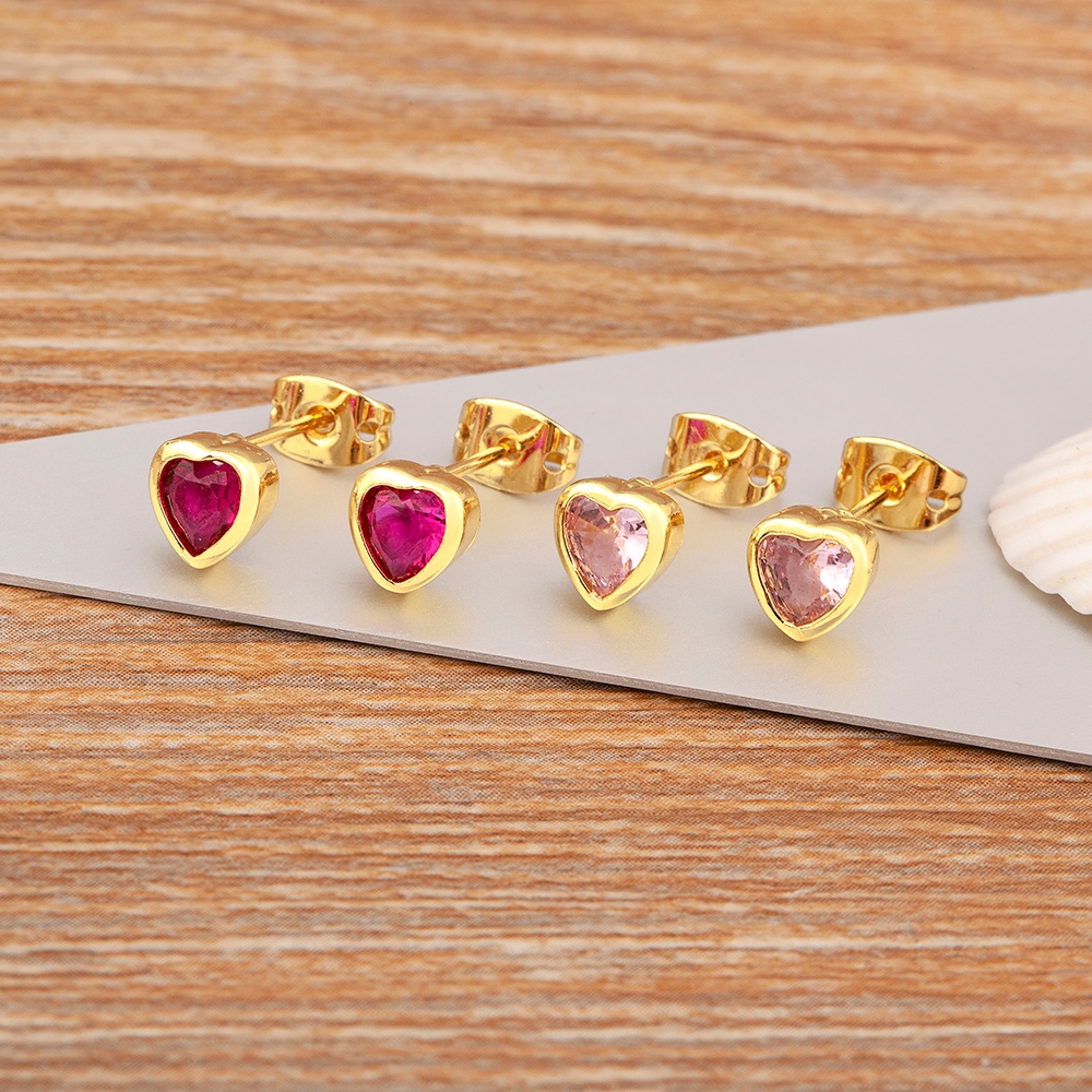 ใหม ่ มาถึงโรแมนติกรูปหัวใจฝังเพทาย Charm ต ่ างหูสตั ๊ ด 5 สีสําหรับผู ้ หญิงสาวเครื ่ องประดับอุปกรณ ์ เสริม