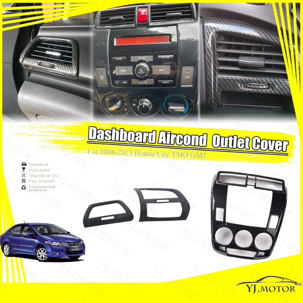 ฝาครอบสวิตช์เครื่องปรับอากาศ คาร์บอนไฟเบอร์ ABS สําหรับ 2008-2013 Honda City TMO GM2 Air Outlet Cover City GM2/3