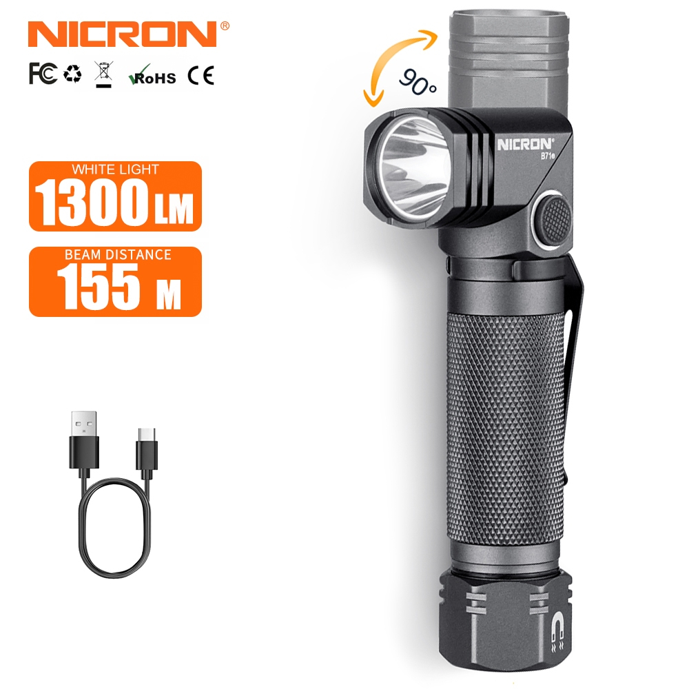 Nicron ไฟฉาย Led B71e/N9 1300/1000 Lumens ความสว่างสูงไฟฉาย Ip65 ไฟฉายกันน้ํา