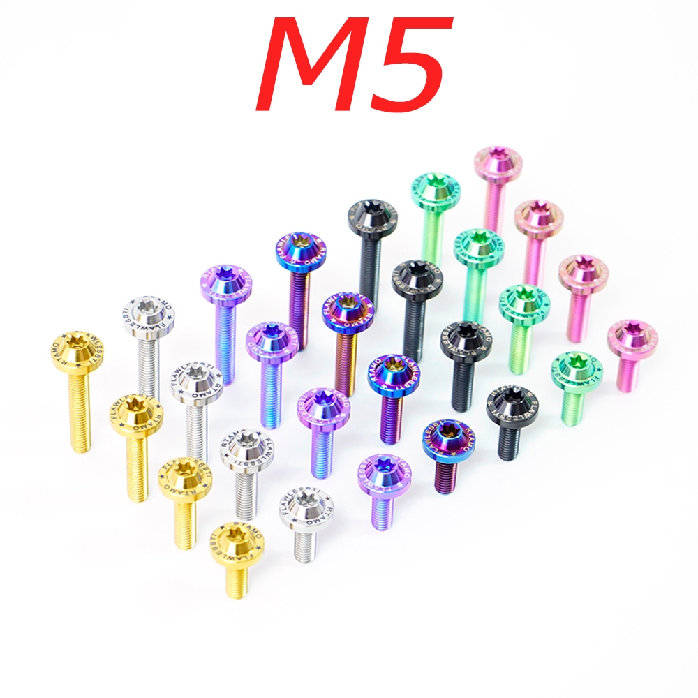 FLAWLESSTI M5X15-30 น๊อตไททาเนียม เกรด5 น๊อตชิวหน้า น๊อตยึดชิวหน้า น็อตยึดฝาครอบปลายท่อ Honda Forza 350 Giorno 125 Wave 125i PCX 160 Yamaha Xmax 300 Vespa Sprint 150