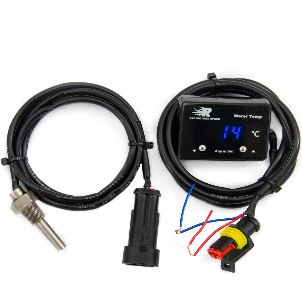 เครื่องวัดอุณหภูมิน้ําอัตโนมัติ DC 12v พร้อมเซนเซอร์ 1/8 Npt จอแสดงผลดิจิทัล สีแดง ตั้งเวลาได้ WTM-01