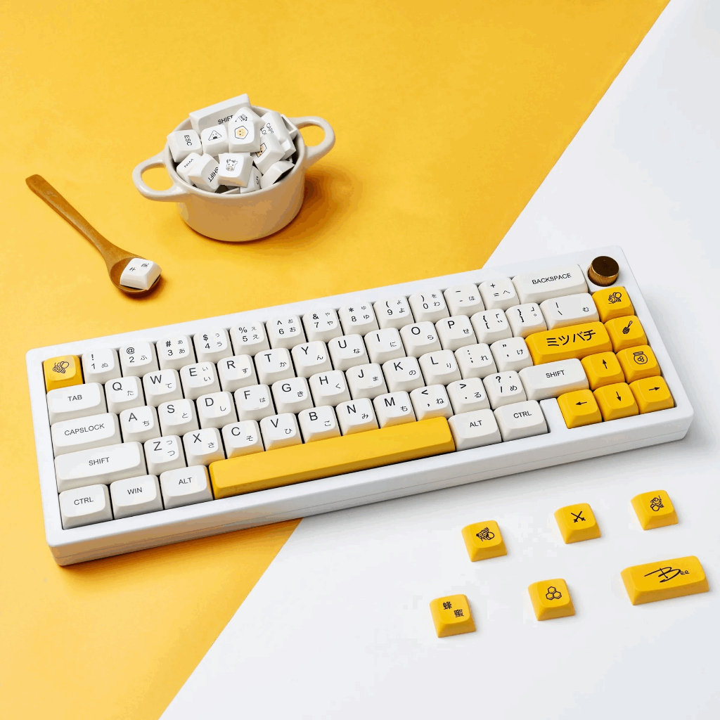 Honey Milk ปุ่มคีย์บอร์ด 140 Keys keycap ภาษาไทย XDA Profile PBT Dye Sublimation Keycaps Set for Mechanical Gaming Keyboard, Compatible with Cherry Gateron Kailh Otemu MX Structure
