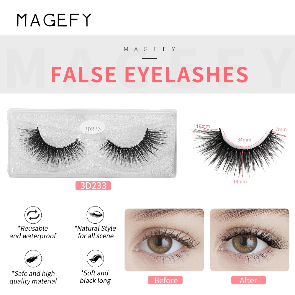 MAGEFY ขนตาปลอม 3 มิติ ขนตาปลอมธรรมชาติ ขนตาปลอมแบบ 1 คู่