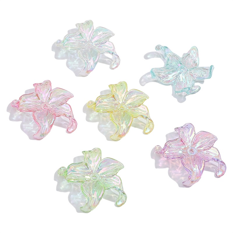 ลูกปัดอะคริลิค รูปกลีบดอกไม้ห้ากลีบ AB ขนาด 30 มม. สําหรับทําเครื่องประดับ ต่างหู กิ๊บติดผม DIY จํานวน 4 ชิ้น ต่อถุง - รูปที่ 3