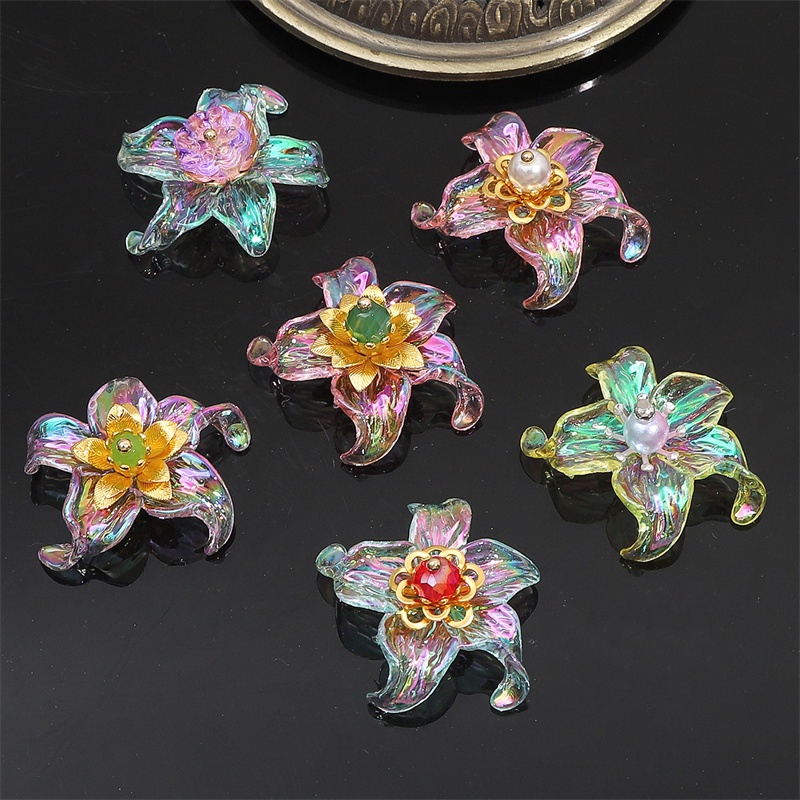 ลูกปัดอะคริลิค รูปกลีบดอกไม้ห้ากลีบ AB ขนาด 30 มม. สําหรับทําเครื่องประดับ ต่างหู กิ๊บติดผม DIY จํานวน 4 ชิ้น ต่อถุง - รูปที่ 6