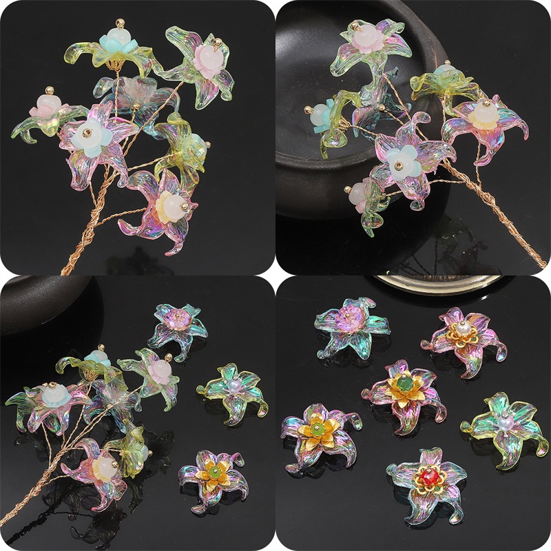 ลูกปัดอะคริลิค รูปกลีบดอกไม้ห้ากลีบ AB ขนาด 30 มม. สําหรับทําเครื่องประดับ ต่างหู กิ๊บติดผม DIY จํานวน 4 ชิ้น ต่อถุง - รูปที่ 2